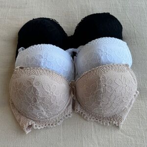 René Rofé Set of 3 Lace Push-Up Bras Size 32A